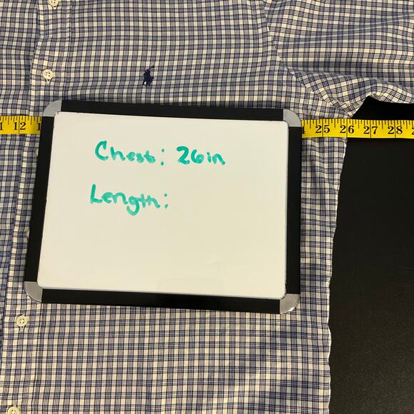 Vintage Ralph Lauren Blue and White Checked  Yarmouth Button Down Size 16 1/2 - Picture 7 of 8